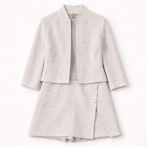 Cream Tweed Blazer & Skort Set Elegant Classic Suit NWT - Size L